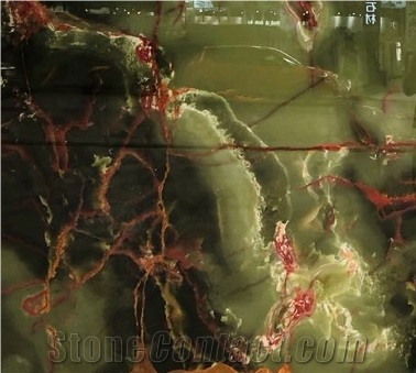 Afghan Dark Green Onyx Polished Tiles & Big Slabs