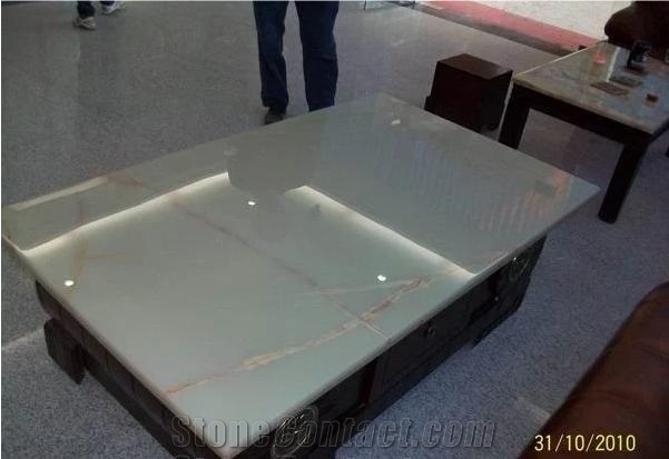 Afghanistan White Onyx Honed Coffee Table Tops