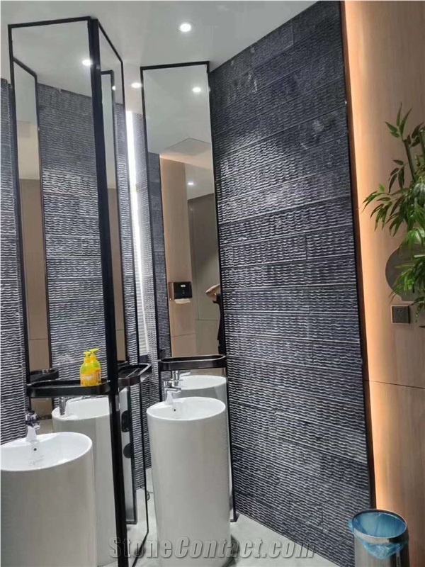 China Hainan Black Basalt Tiles Natural Wall Cladding
