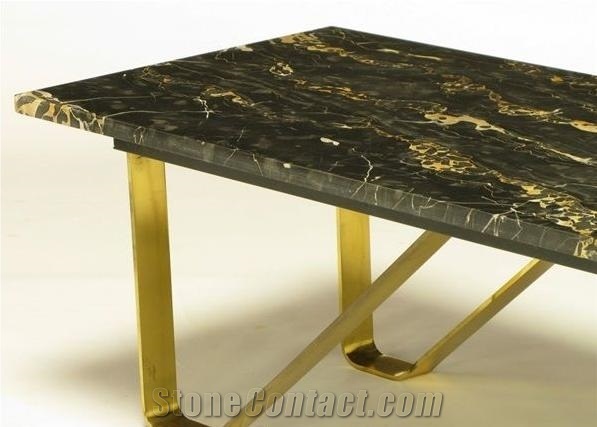 Chinese Nero Portoro Marble Dining Table Tops