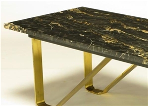Chinese Nero Portoro Marble Dining Table Tops