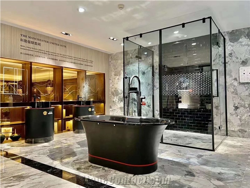 China New Fossil Grey Marble Polished Floor Tiles