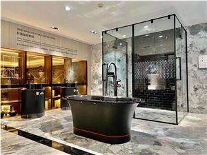 China New Fossil Grey Marble Polished Floor Tiles