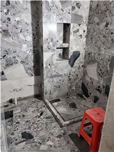 China New Fossil Grey Marble Polished Floor Tiles