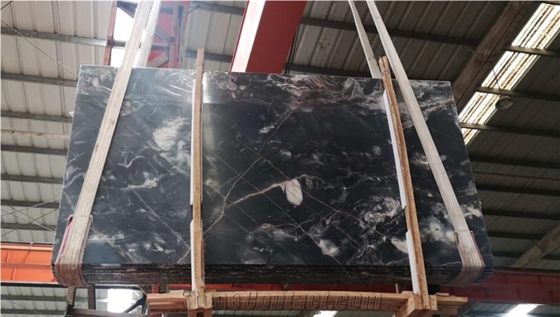 China Phantom Black Marble Slabs-Polished
