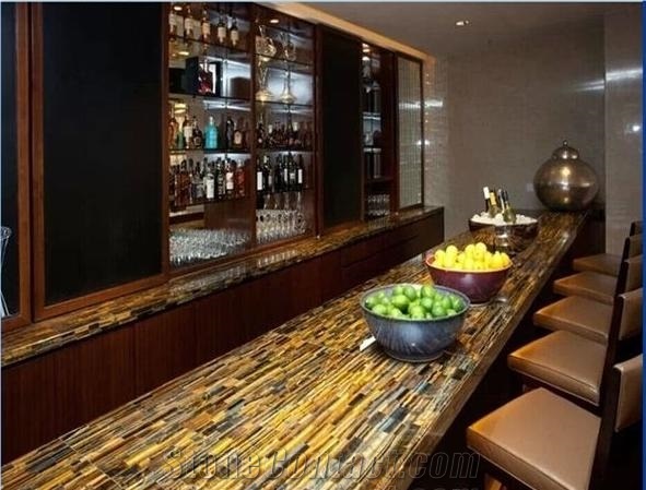 Green Agate Semiprecious Stone Honed  Resin Tabletops