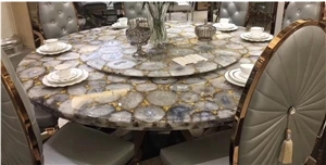 Green Agate Semiprecious Stone Honed  Resin Tabletops