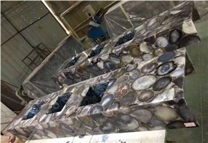 Green Agate Semiprecious Stone Honed  Resin Tabletops