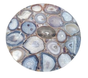 Grey Agate Semiprecious Stone Solid Surface Table Tops