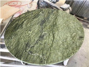 India Rain Forest Green Marble Polished Coffee Table Tops