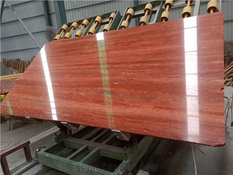 Iran Dark Red Travertine Polished Slabs