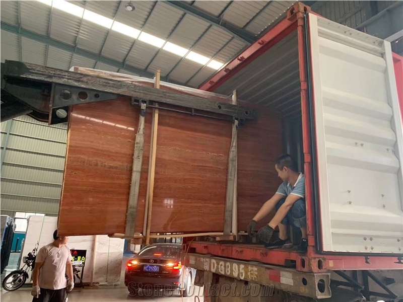 Iran Dark Red Travertine Polished Slabs