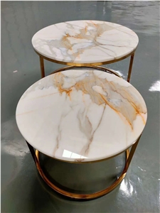 Italy Calacatta Gold Marble Polished Coffee Table Tops