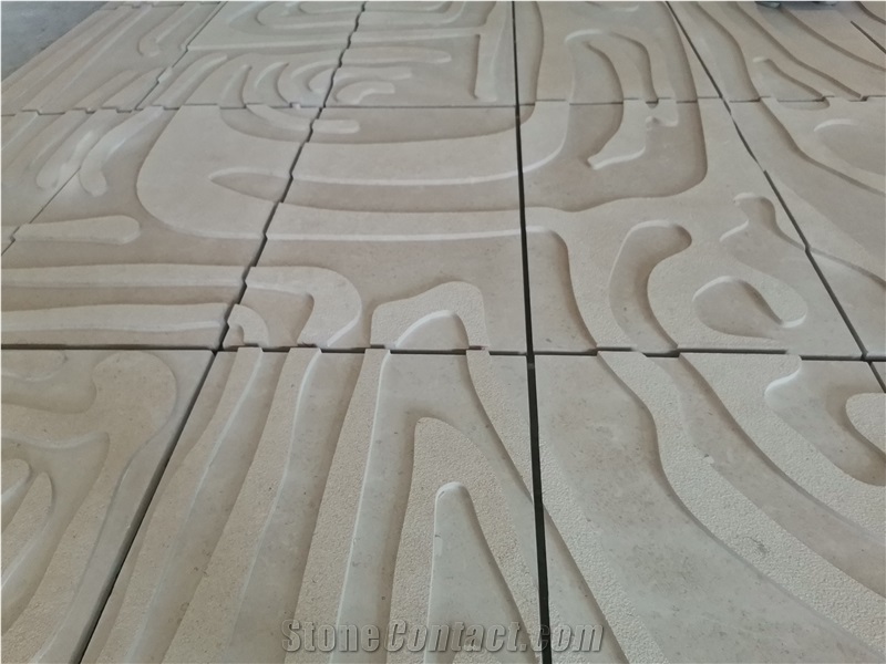 Portugal Beige Limestone Honed Wall Reliefs Tiles