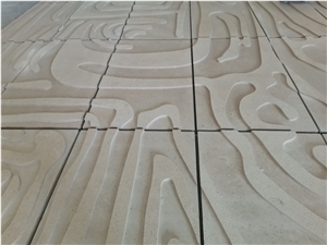 Portugal Beige Limestone Honed Wall Reliefs Tiles