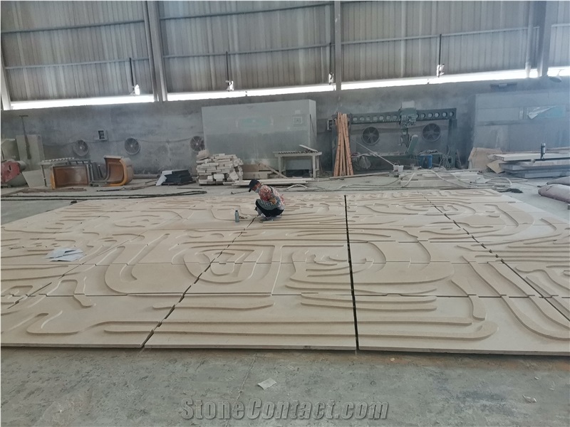 Portugal Beige Limestone Honed Wall Reliefs Tiles