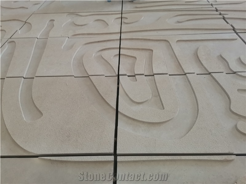 Portugal Beige Limestone Honed Wall Reliefs Tiles