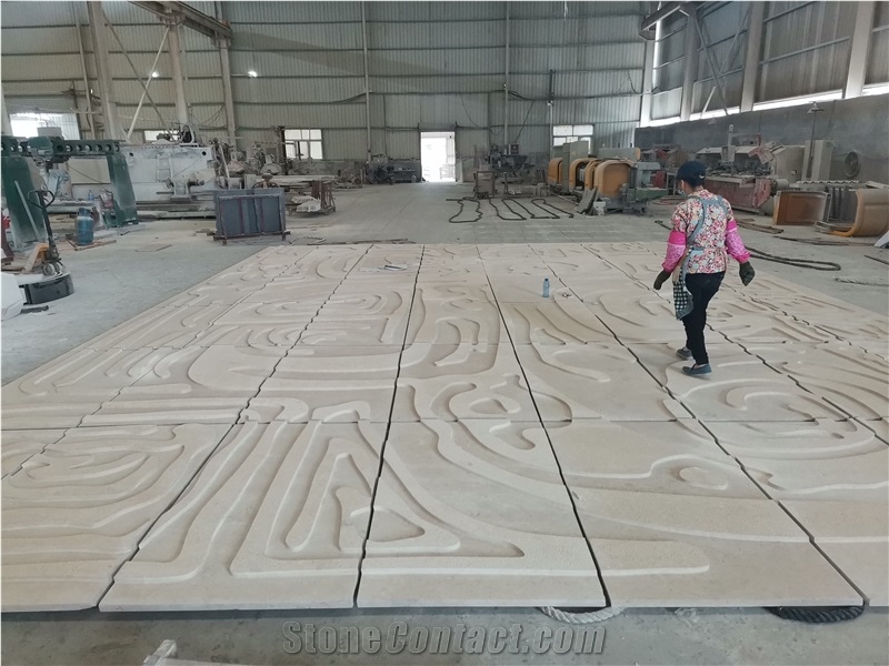 Portugal Beige Limestone Honed Wall Reliefs Tiles