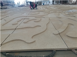 Portugal Beige Limestone Honed Wall Reliefs Tiles