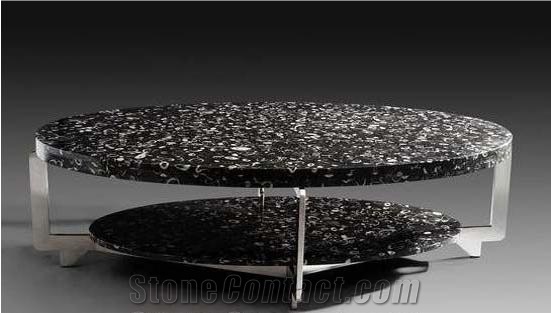 Silver Dragon Black Marble Coffee Table Tops-Polished
