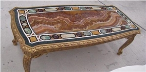 Turkey Tiger Brown Onyx Polished Coffee Table Tops
