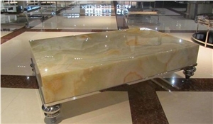 Turkey Tiger Brown Onyx Polished Coffee Table Tops