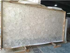 White Crystal Semiprecious Stone Slabs Polished