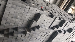 Zhangpu Black Basalt Flamed Cube Stone Pavers