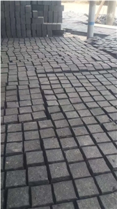 Zhangpu Black Basalt Flamed Cube Stone Pavers