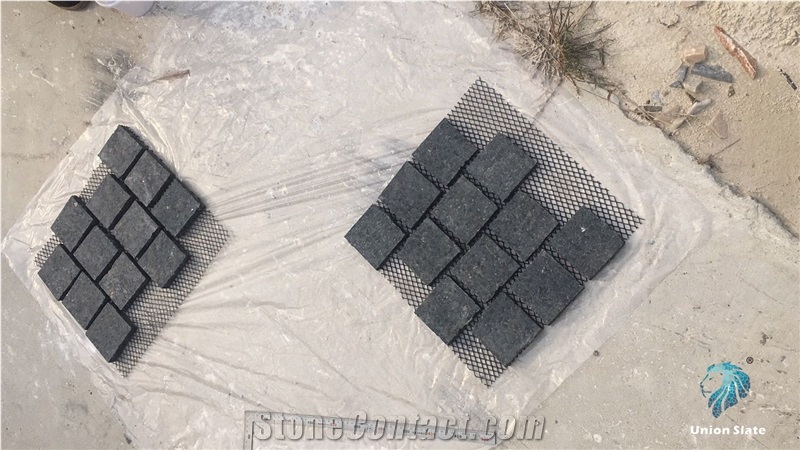 Black Granite Grey Cobble Stone Paving Stone