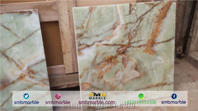 Pakistani Light Green Onyx Tiles & Slabs