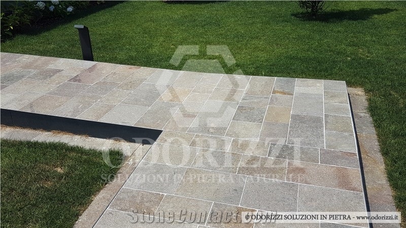 Delgorsa Porphyry Paving Tiles, Porfido Trentino Sawn Edges Pavers