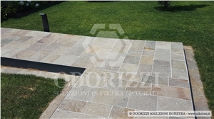 Delgorsa Porphyry Paving Tiles, Porfido Trentino Sawn Edges Pavers