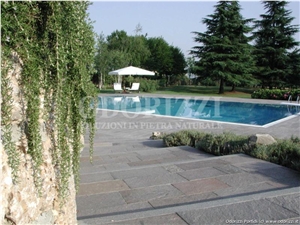 Delgorsa Porphyry Paving Tiles, Porfido Trentino Sawn Edges Pavers
