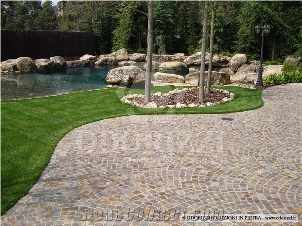 Porphyry Cubes, Mixed Color Cobble Stone, Pavers, Patio Cubes, Road Cobbles