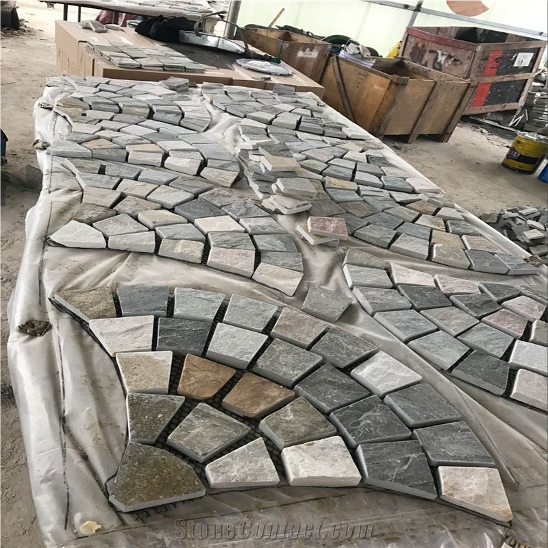 Beige Slate Patio Pavers,Mesh Flagstone