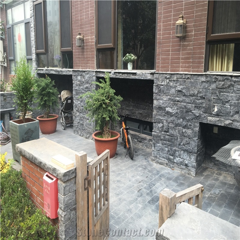 Black Limestone Tumbled Stone Tiles and Patterns