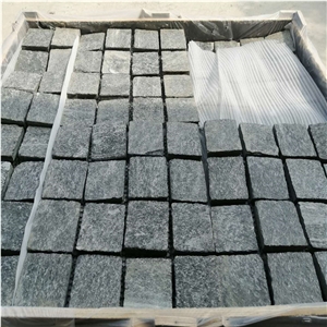 Black Quartzite Flamed Cobblestone,Meshed Paver