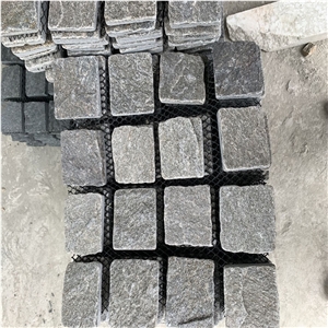 Black Quartzite Flamed Cobblestone,Meshed Paver
