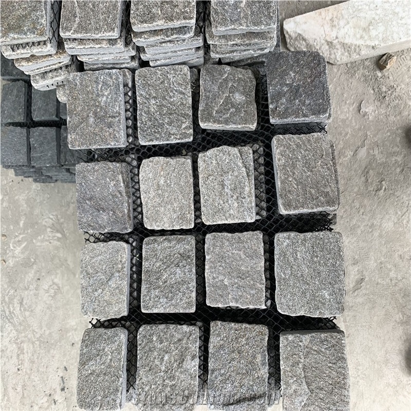 Black Quartzite Flamed Flagstone Paving Mats