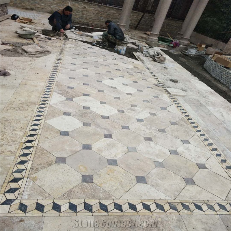 French Pattern Beige Travertine Pavers for Pool