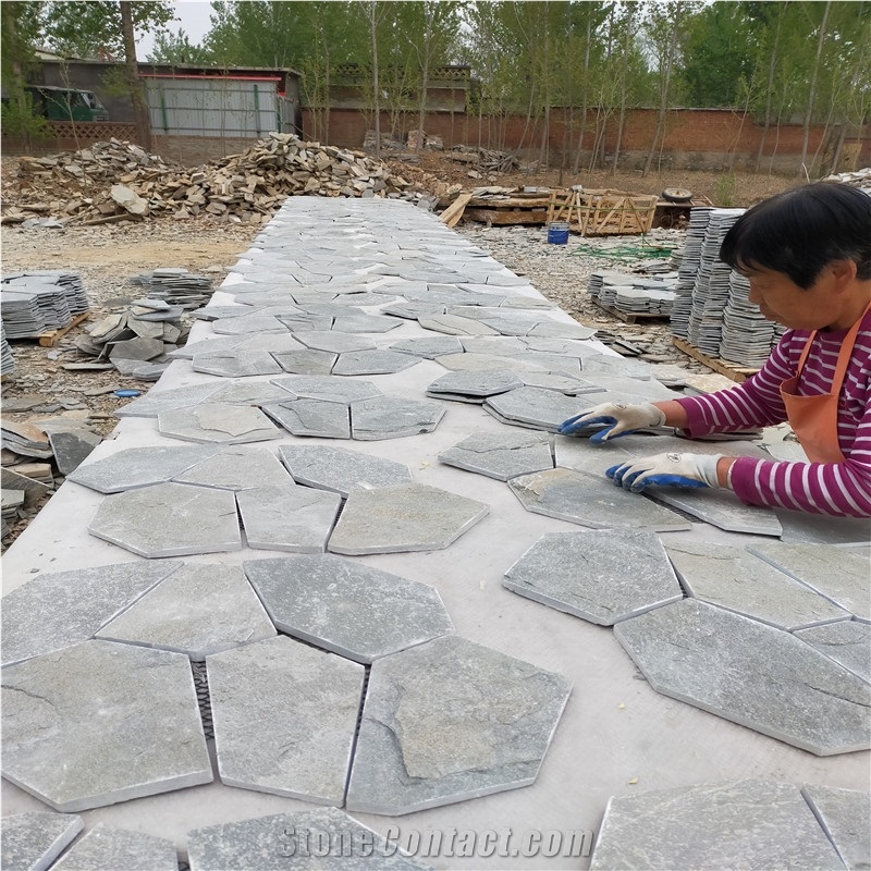 Grey Slate Crazy Flagstone Mat Mesh Tiles