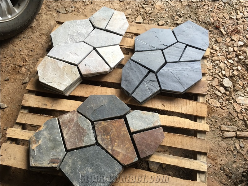 Grey Slate Crazy Flagstone Mat Mesh Tiles
