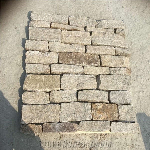 Natural Gold Yellow Quartzite Masonry Stone Brick