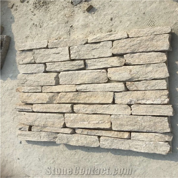 Natural Gold Yellow Quartzite Masonry Stone Brick