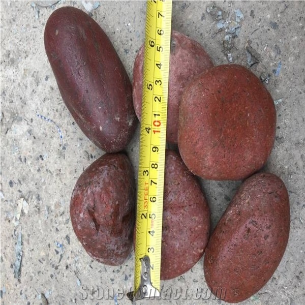 Red Colour Pebble Stone, Washed Pebbles
