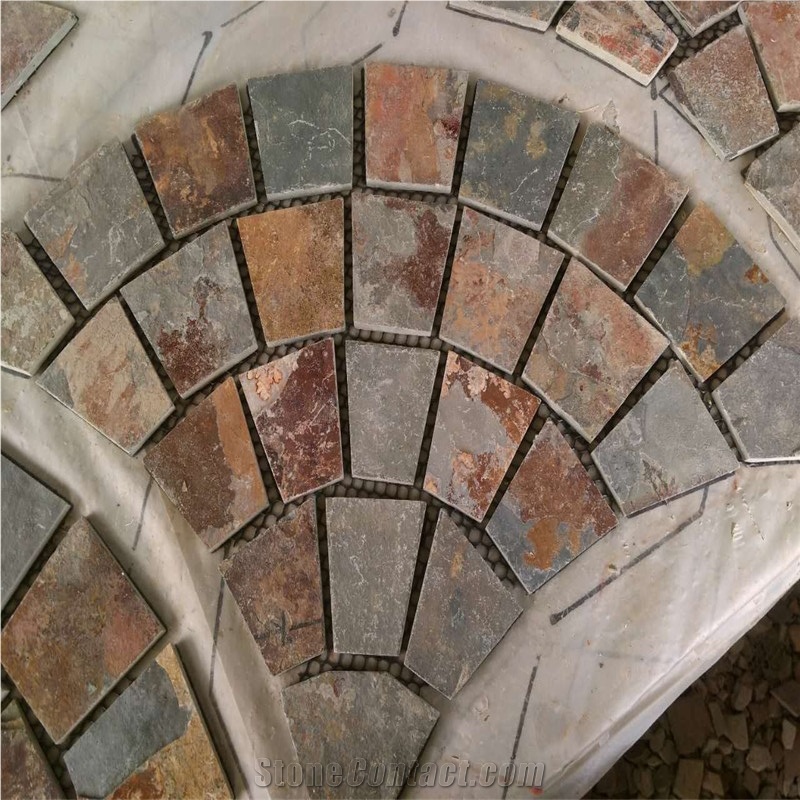 Rusty Slate Garden Pavements,Fan Pattern Tiles