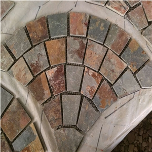 Rusty Slate Garden Pavements,Fan Pattern Tiles