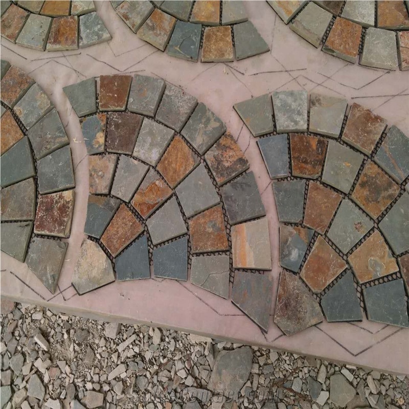 Rusty Slate Garden Pavements,Fan Pattern Tiles