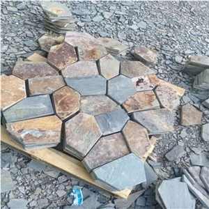 Rusty Slate Garden Pavements,Fan Pattern Tiles